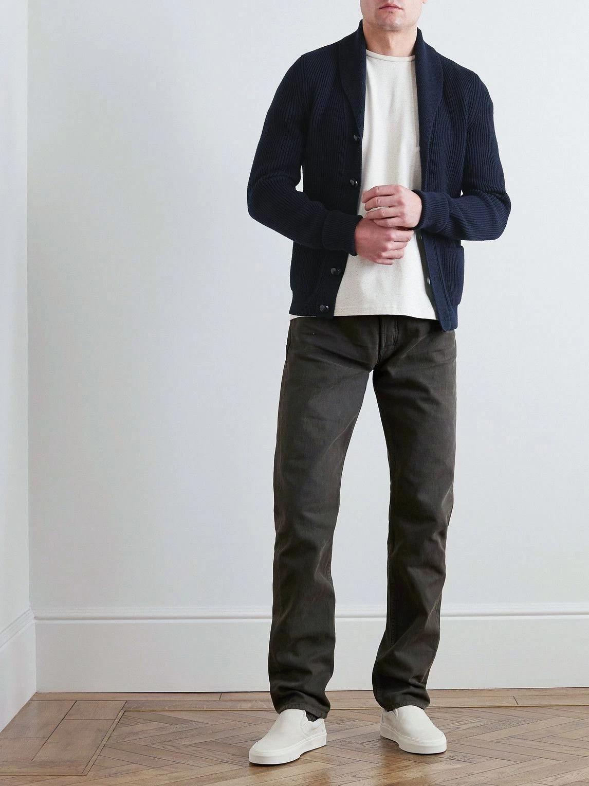 Tom Ford — TOM FORD Navy Blue McQueen Shawl Collar Cardigan Jacket Sweater 48 Euro Small