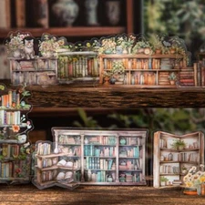 15Pcs Books Themed PET Stickers Scrapbook Journal Album Card Decorative Collage