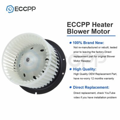 Heater Blower Motor With Fan Cage For Ford F-250/F-350/F-450 Super Duty (1999-2007) – Single Speed-814236