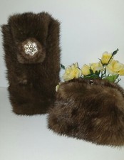 SALE Brown Mink Fur Eyeglass Case Matching Change Purse