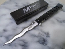 Mtech Assisted Open Black Kris Stiletto Pocket Knife Folding Dagger MT-A2042WB