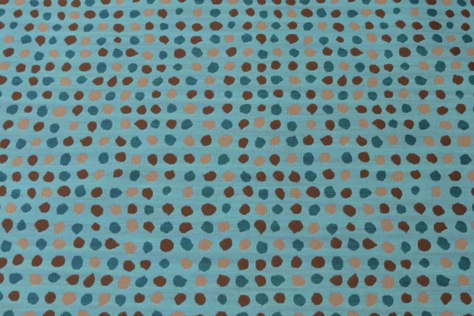 REVERSIBLE Blue, Brown and Tan Woven Polka Dot Polyester Fabric BY THE YARD - Image 4 of 4