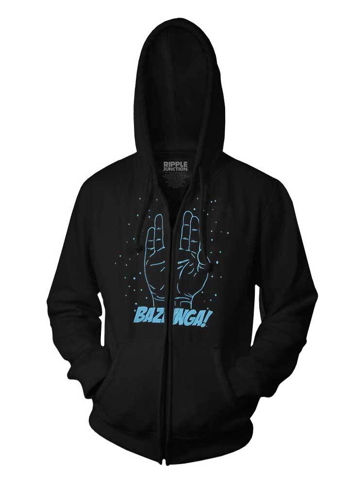 Теория Большого взрыва Базинга Рука Спока Черная толстовка на молнии с капюшоном