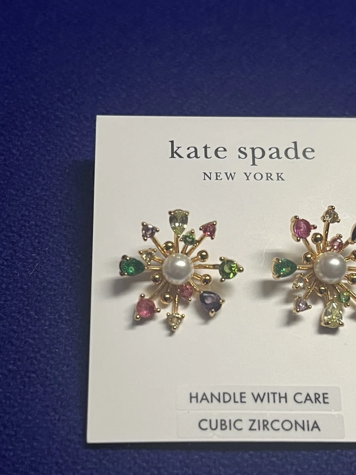 Kate Spade Bloom In Color Crystal Flower Stud Earrings New - Image 3 of 4