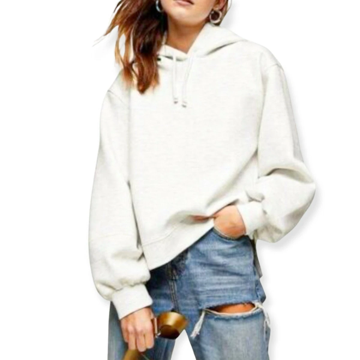 Topshop Women s Size 0 2 Oversized Panel Hoodie Drawstrings Jacket