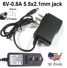 6V 0.8A 800mA AC/DC 110-240V Converter Adapter Wall Charger Power Supply Mains