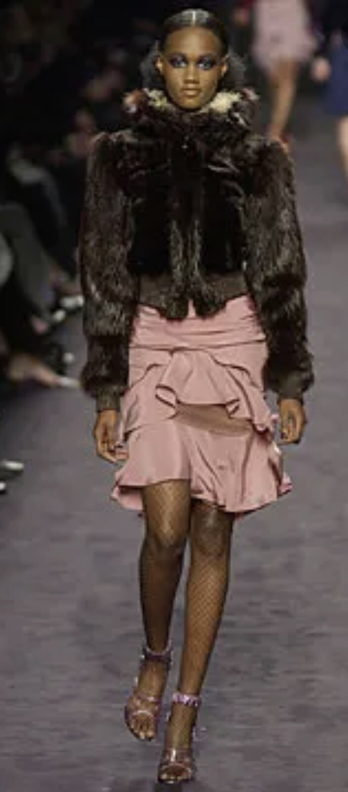 ICONICO!!! GONNA TOM FORD YVES SAINT LAURENT AUTUNNO 2003 ROSA POLVEROSA SETA ARRICCIATA