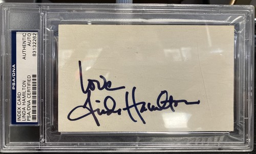 Linda Hamilton Signed Index Card PSA/DNA Encapsulated Terminator Autograph