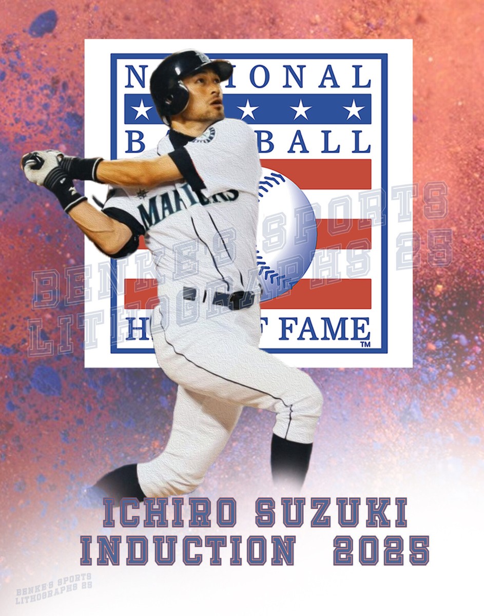 Seattle Mariners digital print of Ichiro Suzuki 2025 Hall Of Fame