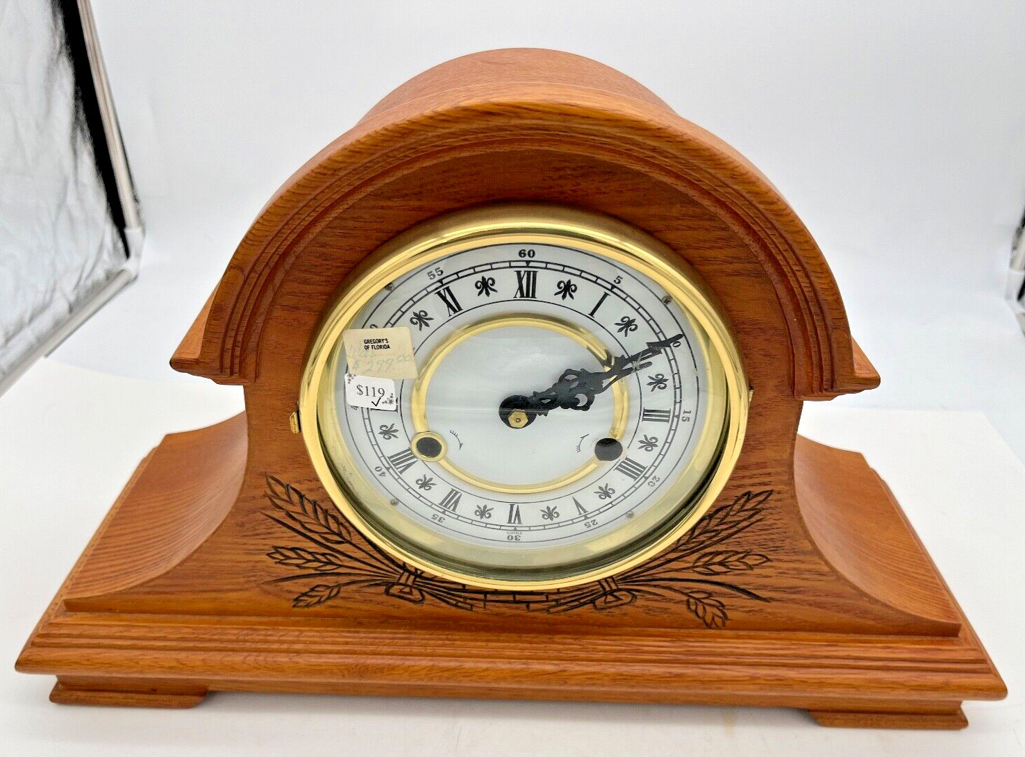 NOS Tambour Mantle Clock. 18" Wide, 11 1/2" High and 6 1/4" Deep. NEW