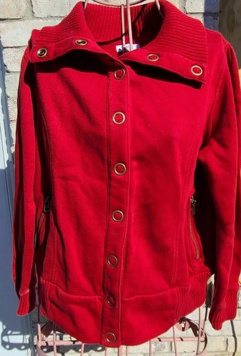 Dress Barn Red Fleece Button Jacket 