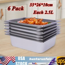 6 PCS 2.5L Silver Stainless Steel Steam Table Pans Hotel Buffet Food Pan