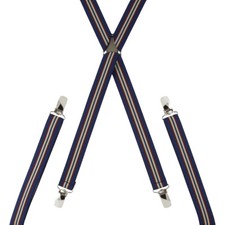 Skinny Navy Striped Trouser Braces Elastic Suspenders Handmade in England