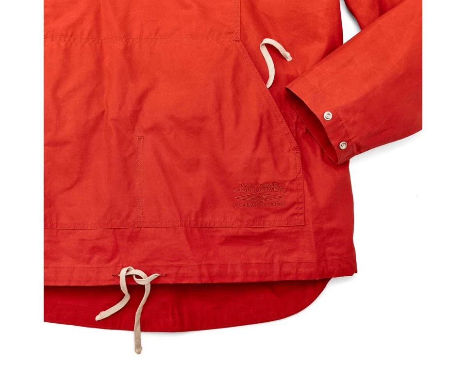 Filson Ranger Anorak 20248770 Ex Orange Bright Red Waxed Pullover Quarter Zip - Image 2 of 4