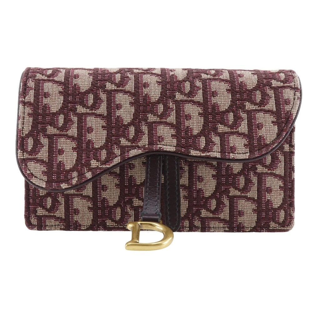 Sacoche de selle Dior taille trotteur pochette 2 voies toile bordeaux femme