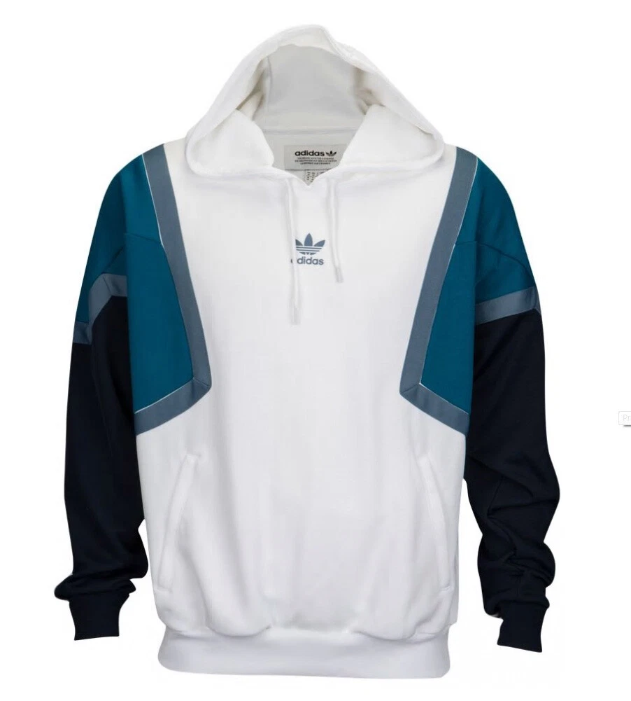 Cap Hacer la vida rodar Adidas Nova Hoodie Mens CE4801 White Teal Pullover Hooded Sweatshirt Size S  | eBay