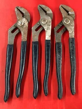 (3) KD TOOLS 45711C 10" INCH LOCKING RIBBED PLIERS WITH GRIP MADE IN THE USA