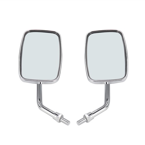 10MM Rectangle Motorcycle Rear View Mirrors Chrome For Harley Yamaha Universal - Picture 10 of 12
