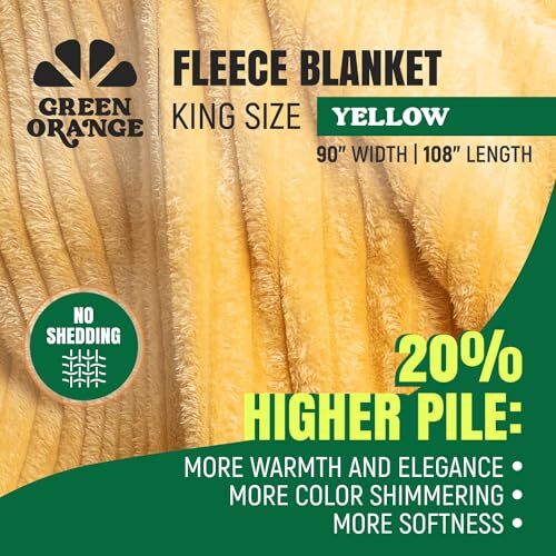 90 X 108 King Size Fleece Blanket In Stylish King 90 X 108 Yellow 90-x-108-king-size-fleece-blanket-in-stylish-king-90-x-108-yellow