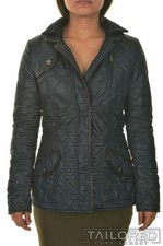 Fay Solid Blue Polyester Quilted Puffer Zip Up Womens Jacket Coat - Xs