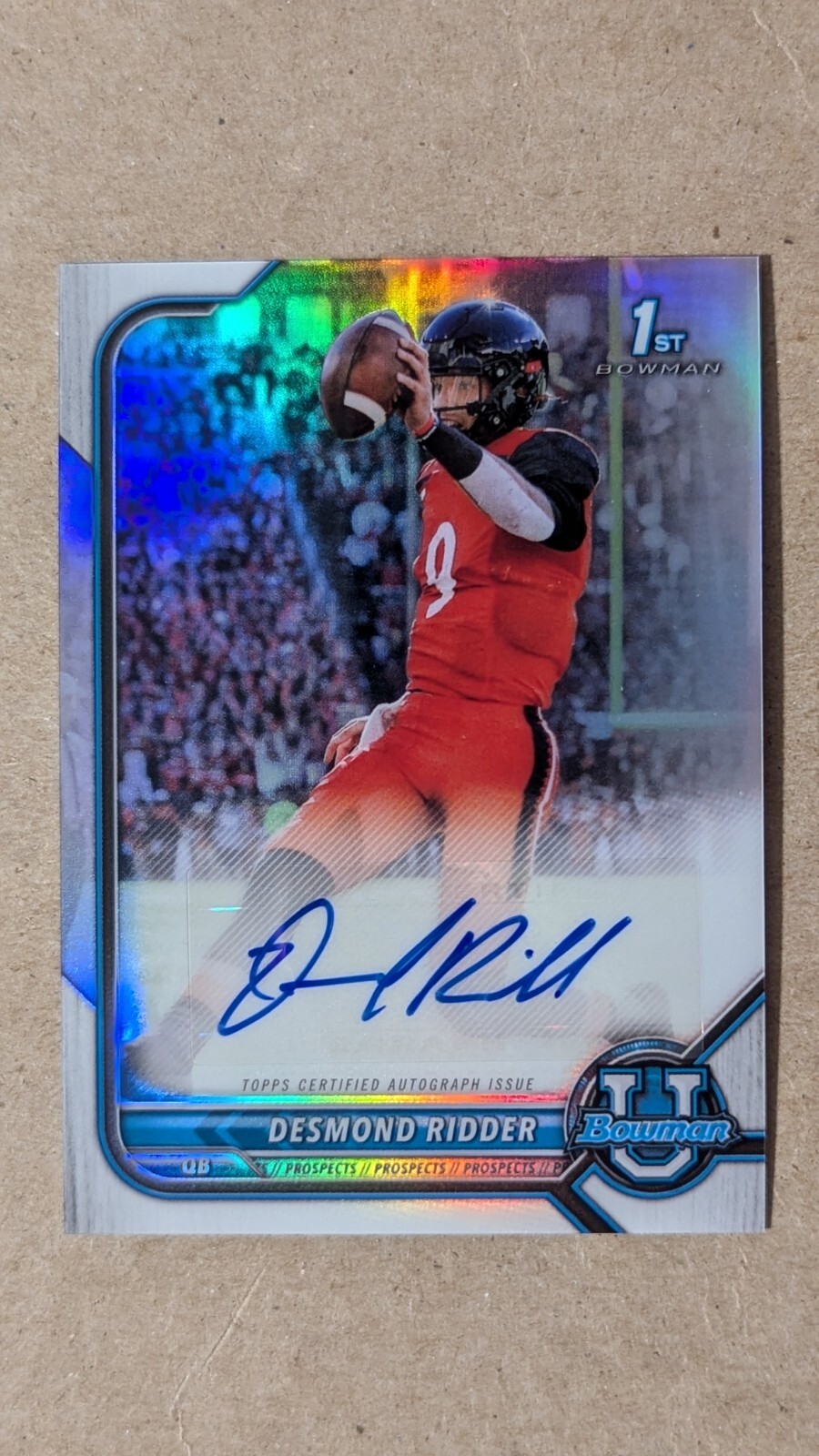 2021 Bowman University Desmond Ridder Refractor Auto 1st Bowman Bearcats