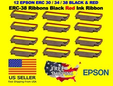 12 EPSON ERC 30 / 34 / 38 BLACK  RED INK PRINTER RIBBONS  FREE SHIPPING  NEW