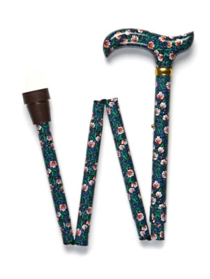 Folding Stick William Morris Floral Print Derby Cane Adjustable 4 Part
