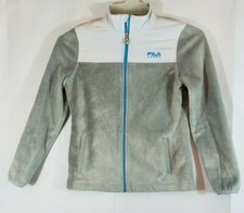 FILA SPORT Woman's Medium Gray/White Fleece zip front jacket