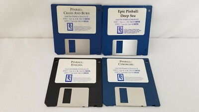 VINTAGE COMPUTER PINBALL GAMES PC 3.5 DISK IBM CYBORGIRL CRASH & BURN DEEP SEA