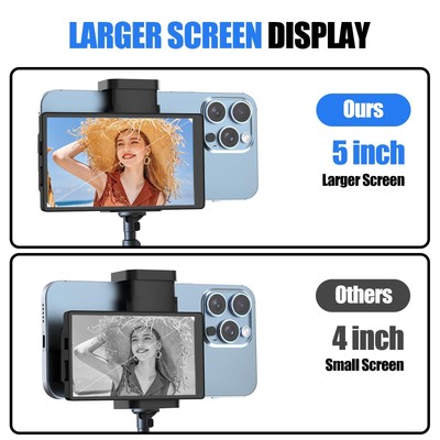 Monitor Selfie CP5 Lite 5 Pollici 1080p Per Smartphone - Specchio Posteriore Per Vlog, Connessione Wireless 50m - Foto 8