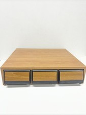 Vintage Cassette Tape Cabinet 3 Drawer Holder Faux Wood Storage Case Holds 42