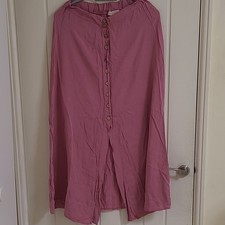 New Collection Pink Viscose Twill Midi Skirt, Button Front, Slit, S Regular