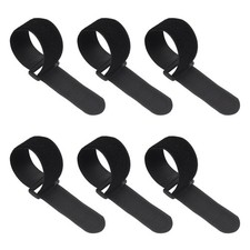 6pcs Reusable Cinch Straps 1.5"x11.8" Hook and Loop Cable Securing Straps, Black