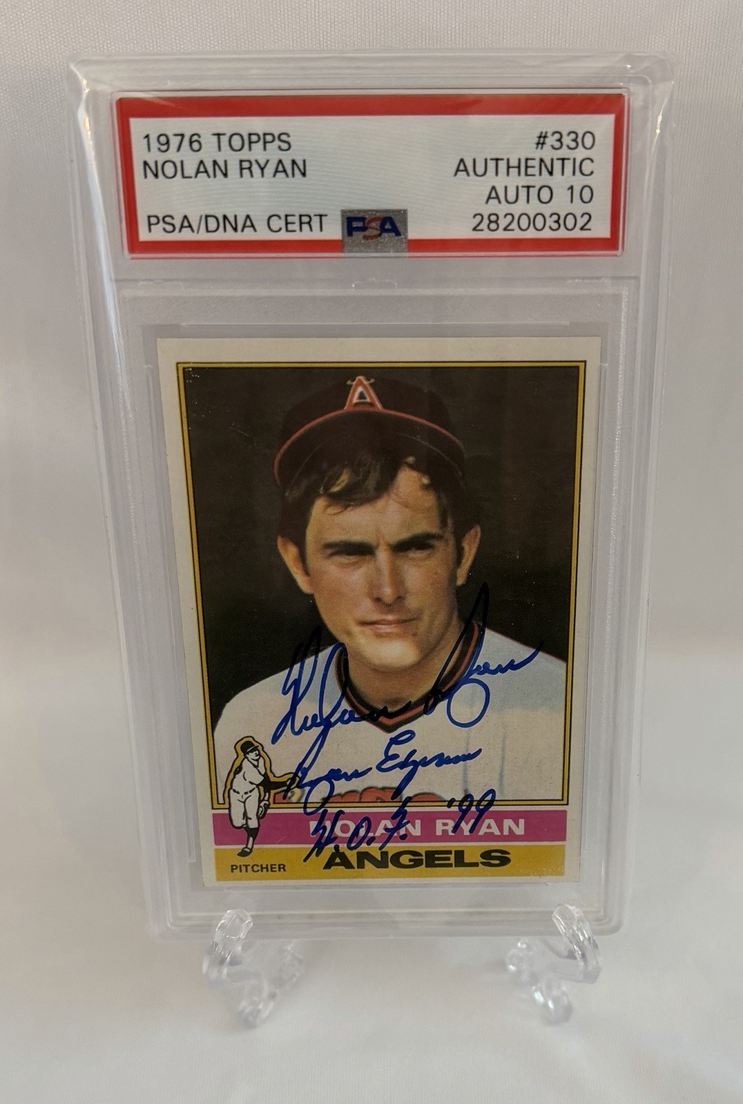 1976 Topps Nolan Ryan PSA Authentic Auto 10 Ryan Express HOF Inscriptions A126 view 2