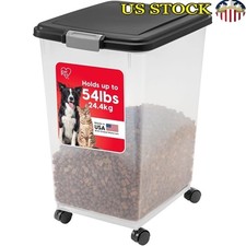 Portable Airtight Pet Food Storage Container W/ Wheels Dogs Cats Birds 69 Qt New