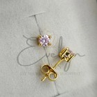 4MM Round Cut Simulated Pink Sapphire Stud Earrings 14K Yellow Gold Plated #34 — photo 1