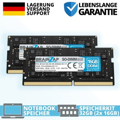 32GB (2x 16GB) DDR4 RAM PC4-3200AA-SE1-11 SO-DIMM 2Rx8 1.2V CL22