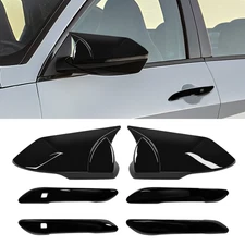 Side Rearview Mirror Cap + Door Handle Cover Trim For Hyundai Elantra 2021-2024
