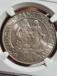 POLAND 1966 – Mieszko I & Dąbrówka 100 Złotych MillenniumNGC MS67 – HIGH GRADE