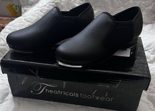 Theatricals Unisex Black Slip On Tap Dance Shoes T9100C Tap Footwear size 12 kid