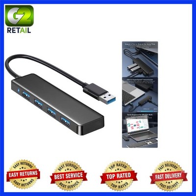Ultra Slim 4-Port USB 3.0 Hub - Fast Data Transfer for Laptops & Gaming Consoles