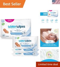 180 Count Plant-Based Baby Wipes: Hypoallergenic Unscented for Sensitive Skin