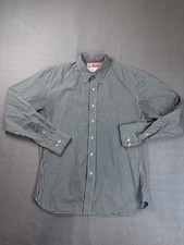 Robert Graham Gingham Button Up Dress Shirt Mens Large Cotton Embroidered