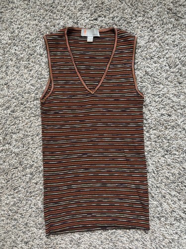 Missoni, Vintage Missoni Made in Italy Multicolor Wave Knit Tank Top V-Neck Medium?