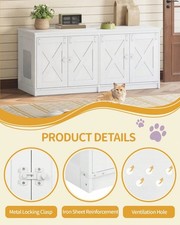 HEXCELEN White Cat Litter Box Enclosure For 2 Cats Hidden Furniture Cabinet