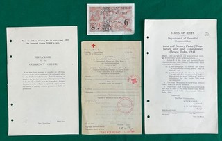 WW2 Channel Islands German Occupation Jersey Bank Note & Original Ephemera Group