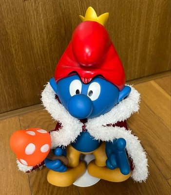 King Smurf Vinyl Figure 25 cm Vintage Collectible Smurfs Display Stand Support