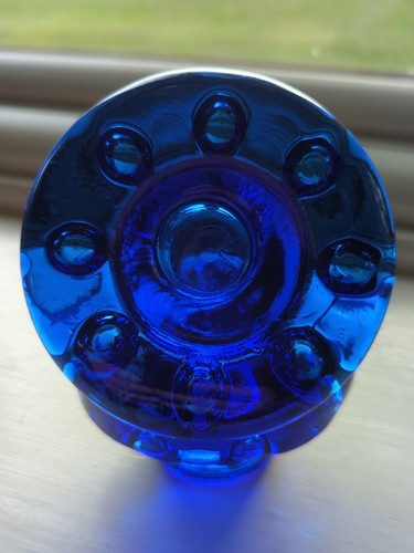 Vintage Cobalt Blue Glass Candle Stick Holders Round Hand Blown 2pc Rare Sweden? - Picture 13 of 22