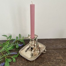 Antique Silver Chamberstick With Snuffer 1800s Georgian Plated Candle Holder