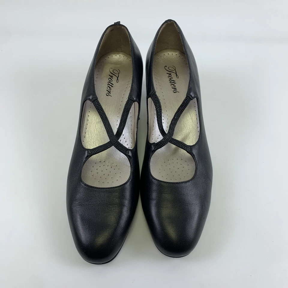 Туфли-лодочки Trotters Jamie черные кожаные без застежек с крестовыми ремнями на каблуке женские 10 M - Изображение 4 из 4